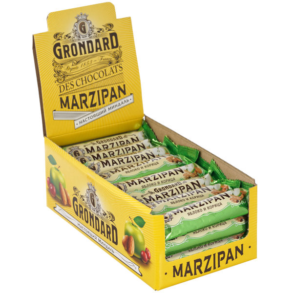 №1 TM Grondard     (9388) Батончики глазированные Марципановые Яблоко-Корица, (24шт по 50г)     в Балахне
