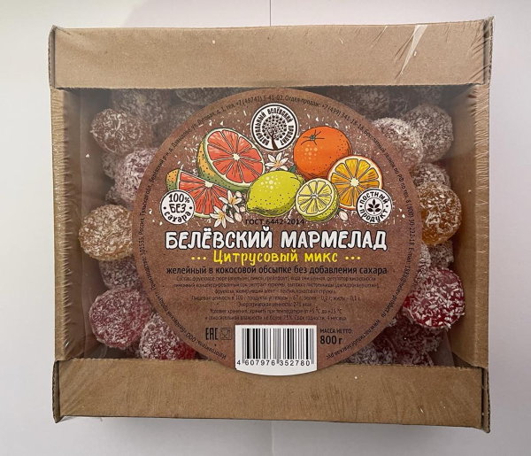 №2 Мармелад белевский на фруктозе 800г "Цитрусовый микс"    в Балахне