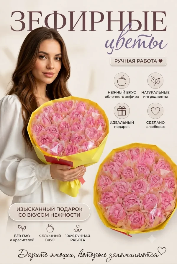 №1 Букет Зефирный Размер XL розовый,350г в Балахне