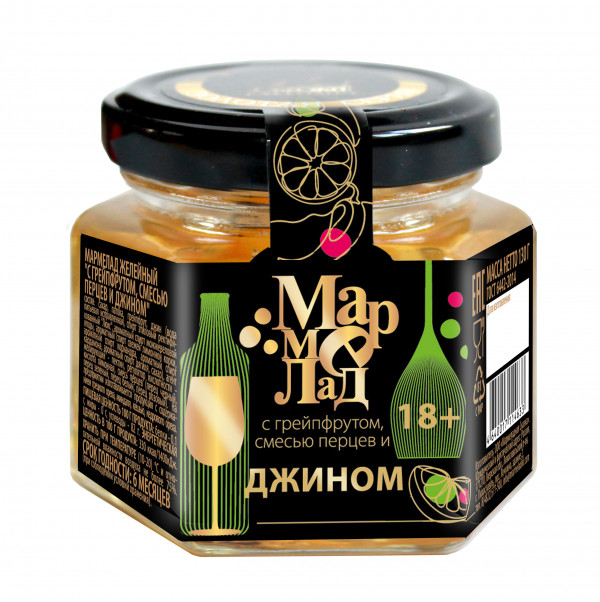 №2 Мармелад в банке "С грейпфрутом, смесью перцев и джином" 130г (18+)  в Балахне